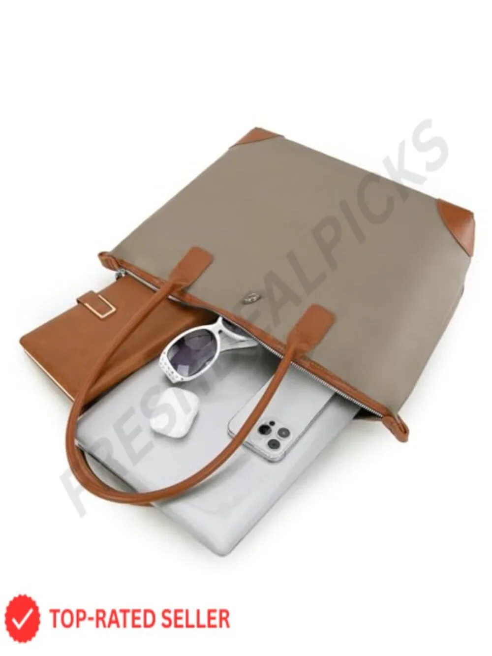 Large Nylon Tote Bag with Zipper Lightweight Foldable Shoulder Work Bag